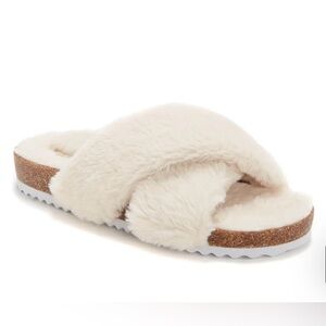 Lucky Brand ‘Marana’ Furry Cozy Cream Slide l Size 8.5